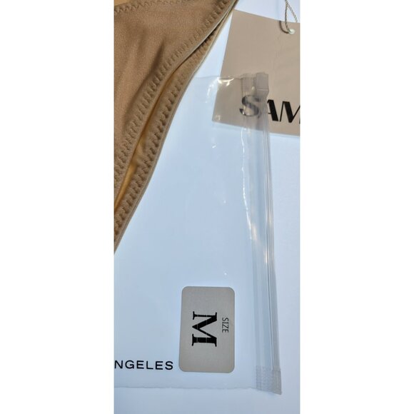 SAME Los Angeles Swim Bikini Set 2Pc Triangke Top High Weist Bottom Beige SZ M - Picture 4 of 9